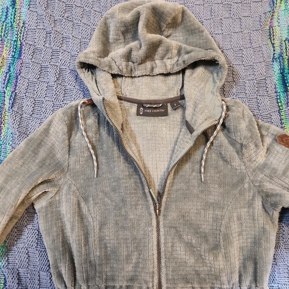 Free Country Gray/Blue Hooded Zip-Up Jacket - Picture 3 of 7